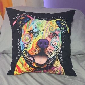 Colorful Pit Bull Decorative Pillow Cover.